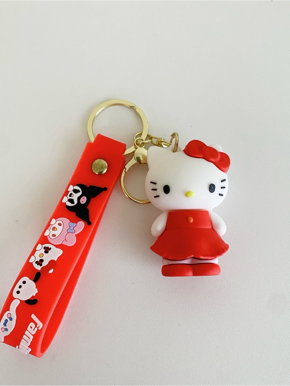Hello Kitty Red Dress Keyring with Character Wrist Strap